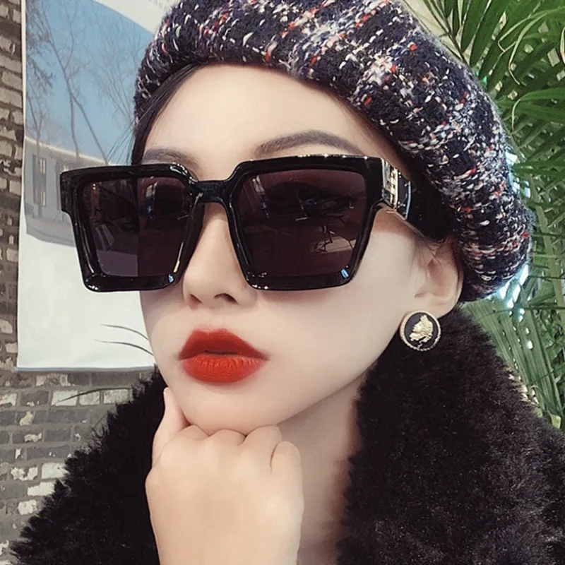 Samjune Square Oversized Sunglasses Women Glasses Lady Ins Goggles Eyepiece Trendy Shades Female Eyewear