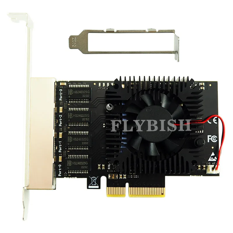 FLYBISH NA8125-T4x4 PCIe x4 Network Card Adapter 4 Port 2500Mbps 10/100/1000Mbps RTL8125BG Quad Port RJ45 PCI-E 2.5G Lan Card