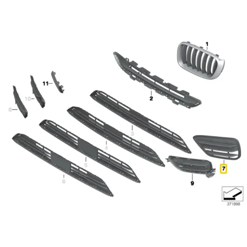 ABJL-1 pezzi telaio fendinebbia in rete paraurti anteriore per parti BMW X3 F25 BMW