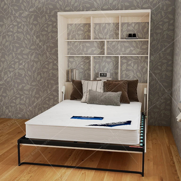 Small Apartments Multi-Functional Wall Bed Cabinet Solid Panel Folding Study Hidden Bed Wardrobe Home Use Murphy Beds