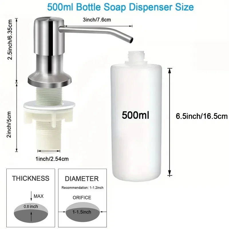 350ml/500ml Stainless Steel Useful Kitchen Sink Tools Home Product Bottle Liquid Soap Dispensers Durable Pump