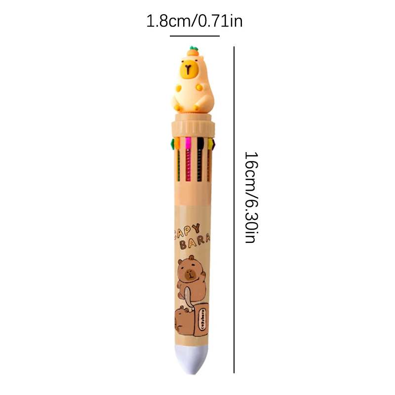 Animal 10 Colors Ballpoint Pen Kawaii Cute Cartoon Capybara Signature Pen School Student Stationery Writing Supplies Kids Gift