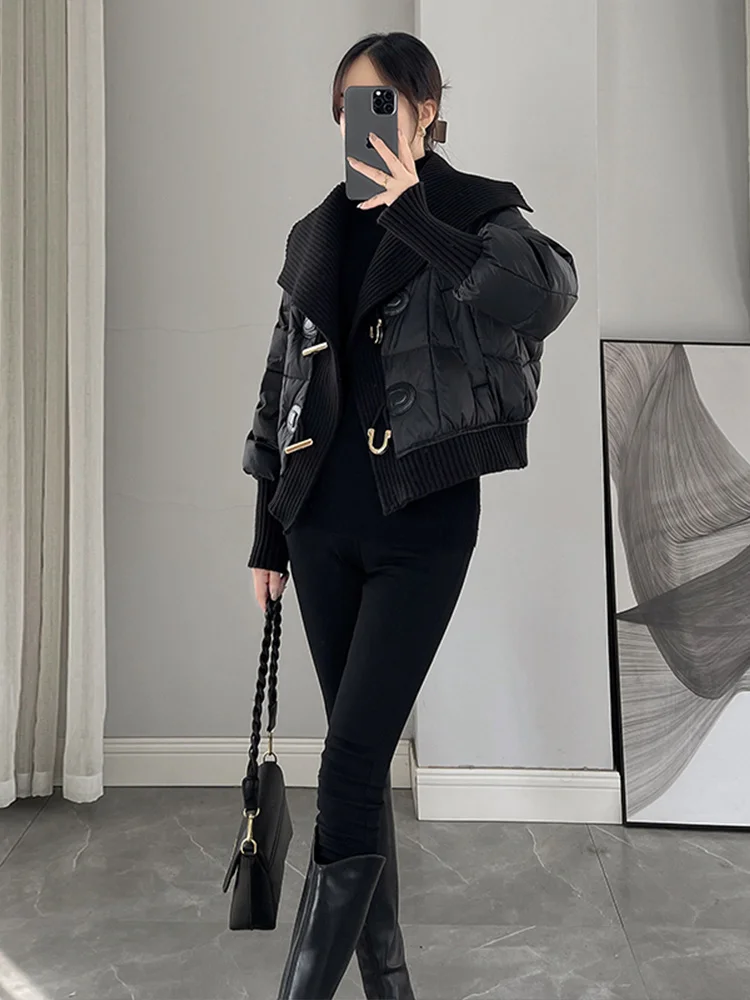 Chaqueta corta de punto cálida estilo pan para mujer, abrigo de algodón elegante a la moda, ropa de abrigo de invierno amigable de tamaño pequeño