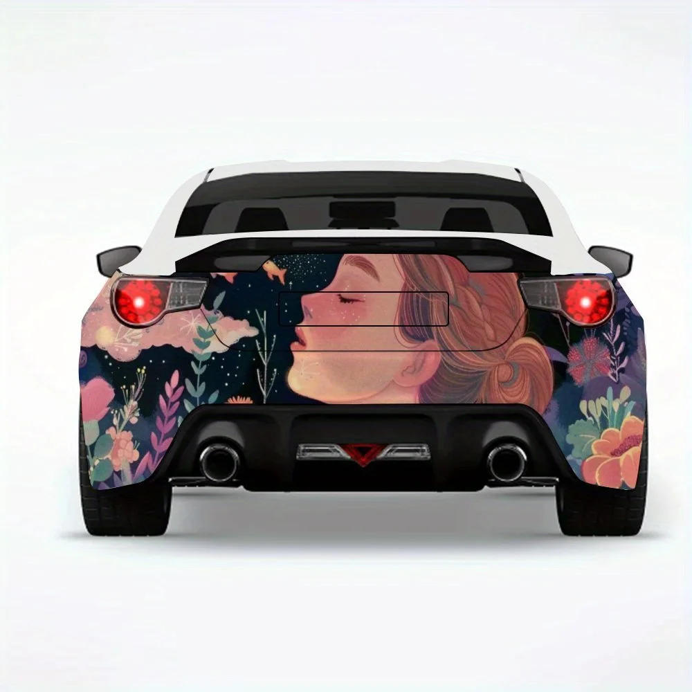

Автомобильная наклейка «Леди в цветочной ночи», виниловая наклейка на заднюю часть автомобиля, водонепроницаемые самоклеящиеся виниловые наклейки для хвоста и бампера автомобиля, декабрь