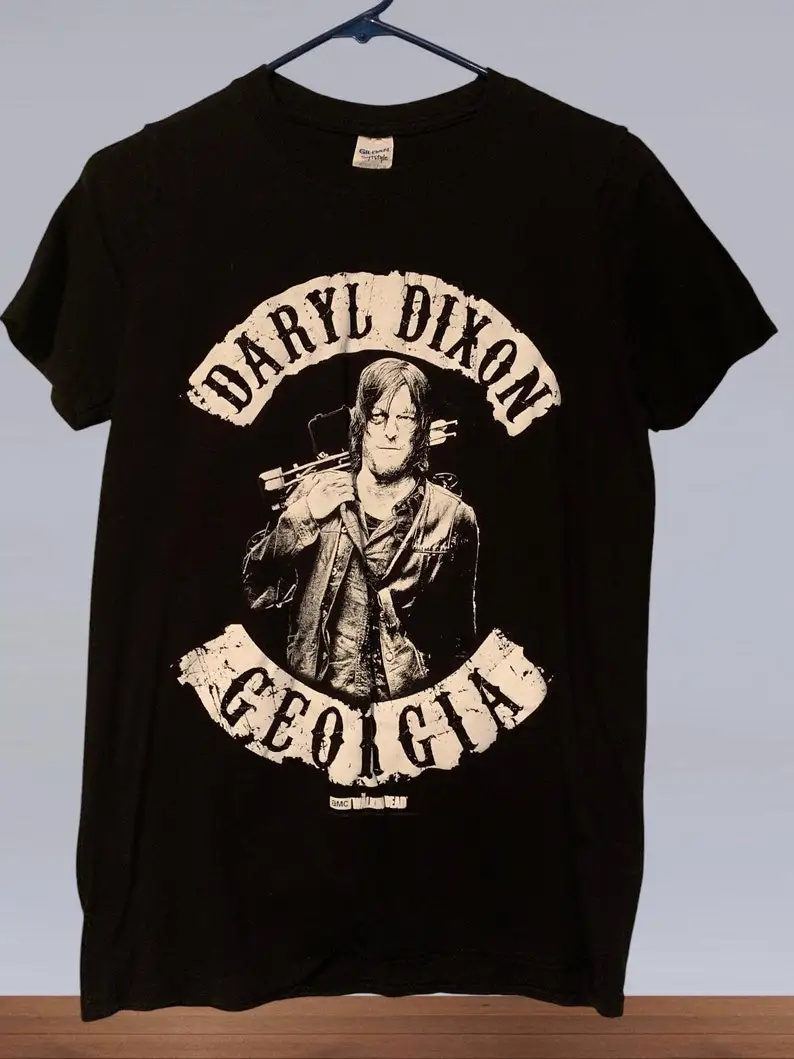 Vintage DARYL DIXON GEORGIA The Walking Dead Size S Black Short Sleeve Tee