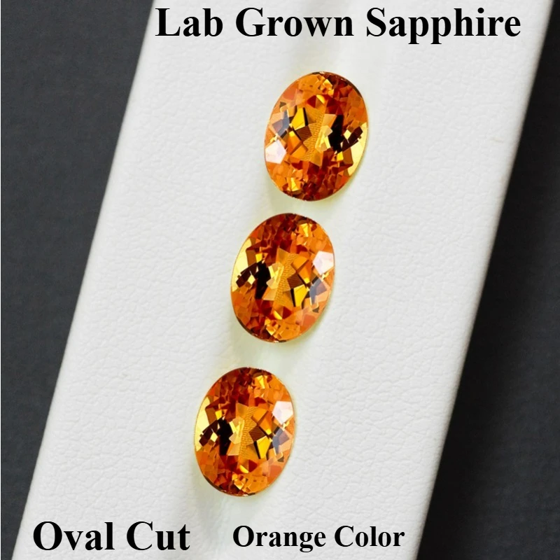 

Hot Sell Lab Grown Sapphire Oval Cut Orange Color Multiple Sizes Top Quality for Diy Jewelry Making Selectable AGL Certificate