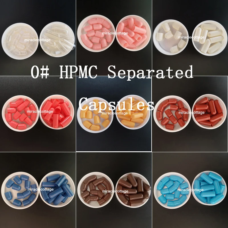 10,000pcs Size 0 Separated HPMC Vegetarian Empty Capsules,0# Vegetable Vegan Capsules---Clear White Red Yellow Blue Brown Colors