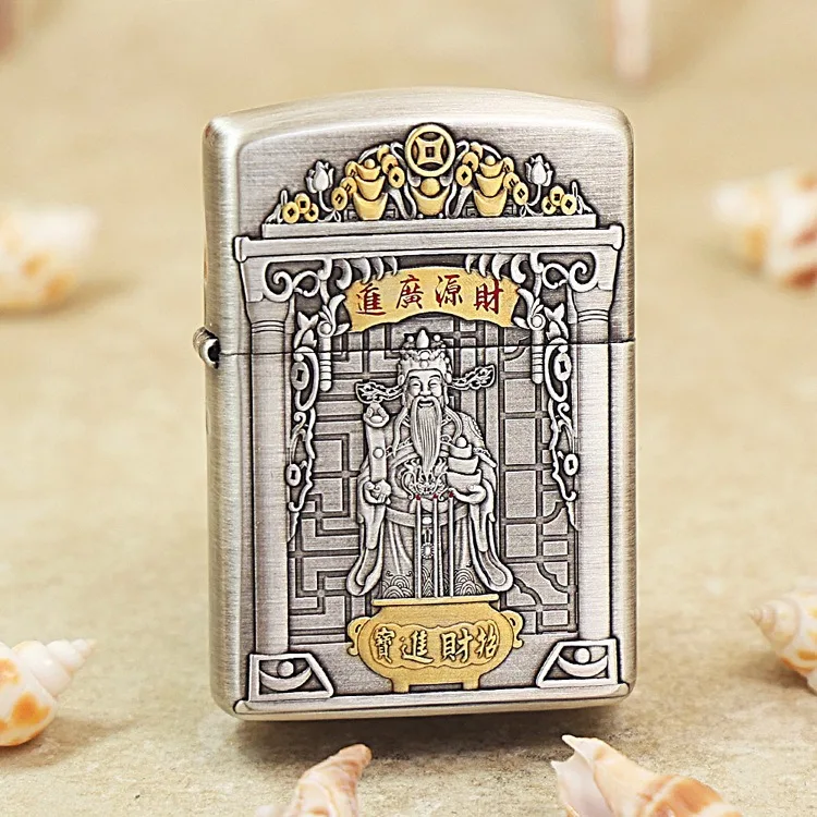 

Genuine Zippo Fortune God of Wealth oil lighter copper windproof cigarette Kerosene lighters Gift with anti-counterfeiting code