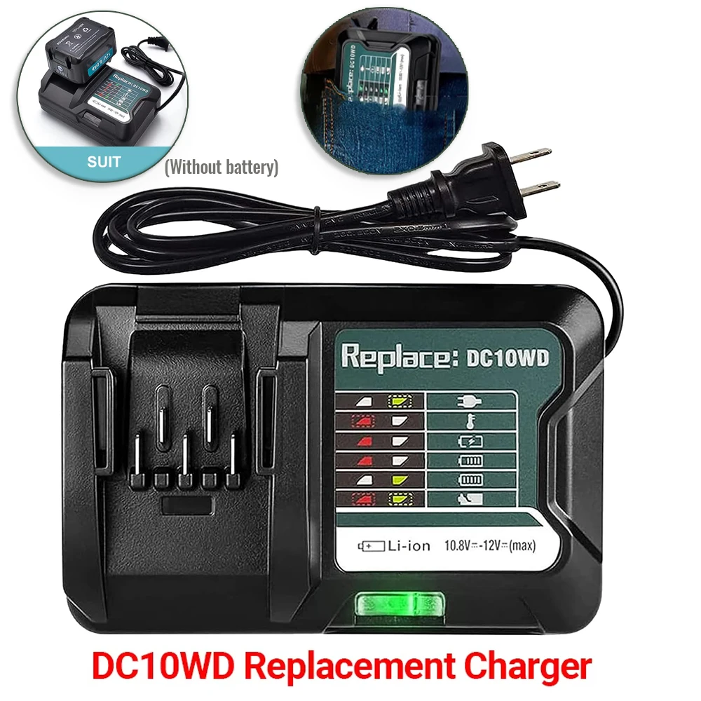 

Запчасти и аксессуары для электроинструментов: зарядное устройство DC10WD для литиевых аккумуляторов Makita 10.8V 12V (BL1016, BL1021B, BL1041B), корпус для литий-ионных батарей.