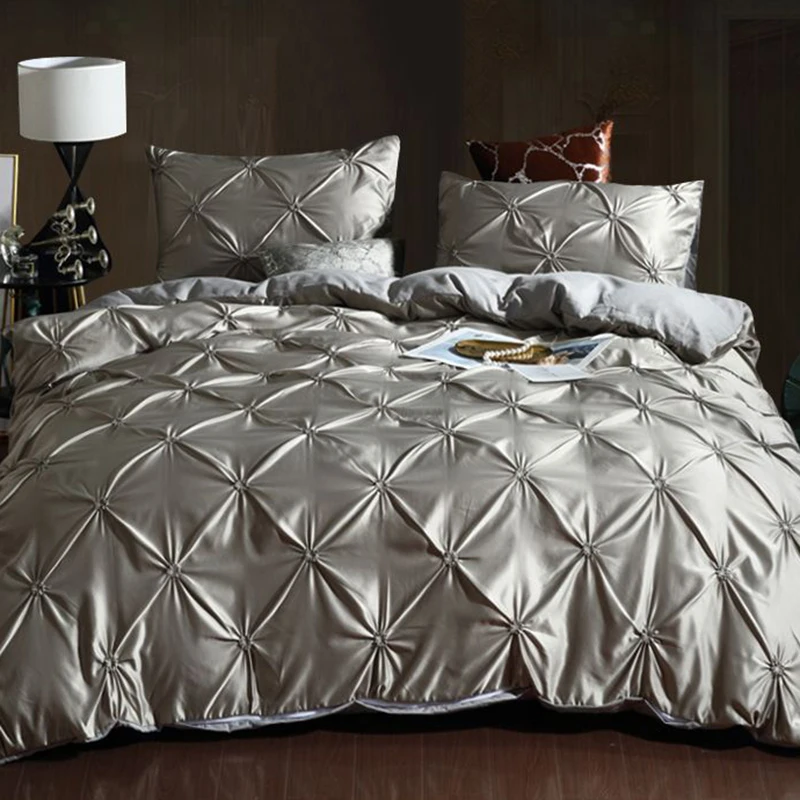 Chiffon Pinched Flower Design Duvet Cover Set with Pillow Cases Fashion Polyester Bedding Set Soft Comfortable Quilt Cover 3pcs view 6