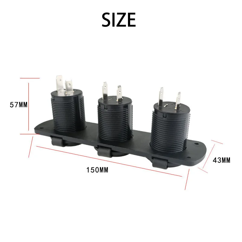 1 2 3 Holes Panel 12V Waterproof Cigarette Lighter Socket Power Outlet Replacement DIY Kit for Car Boat ATV RV Truck