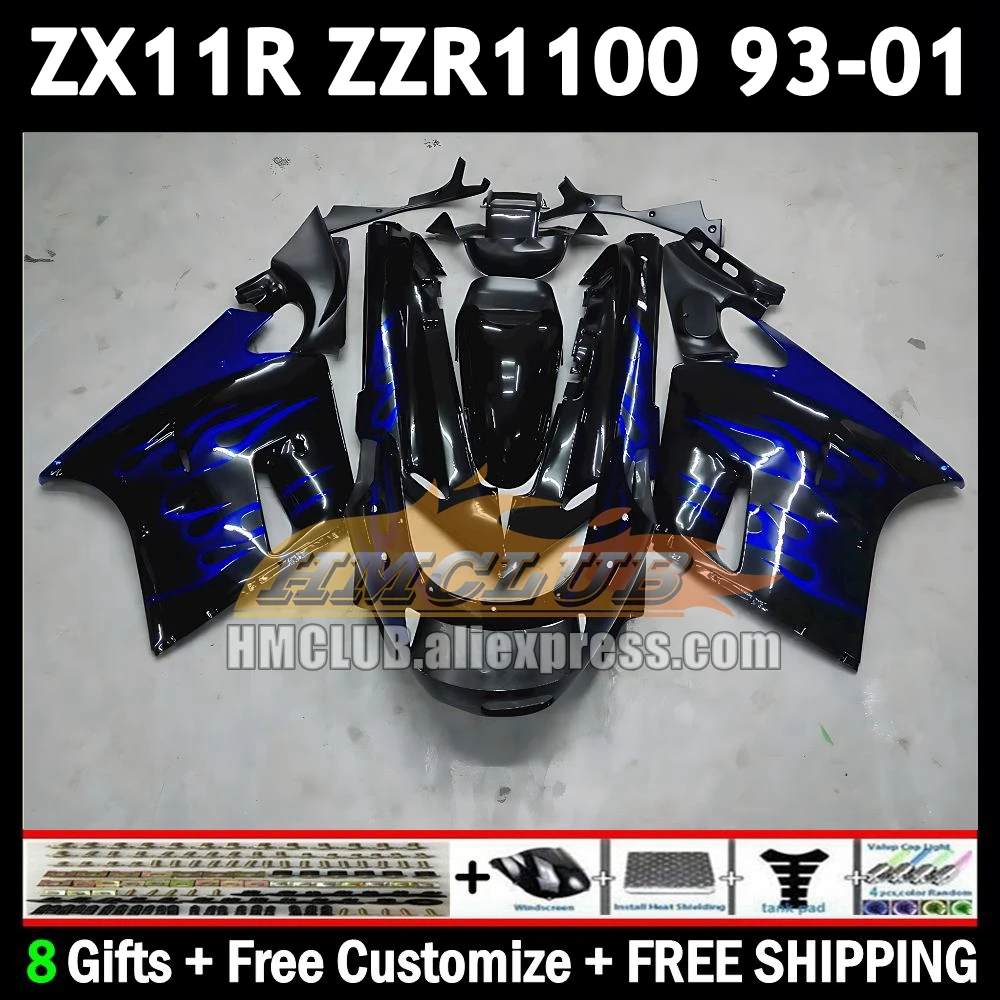 ZX11 For KAWASAKI NINJA ZX-11R ZZR 1100 blue flames ZX 11 11R 174No.105 ZZR1100 ZX11R 93 94 95 96 97 1998 1999 2000 2001 Fairing