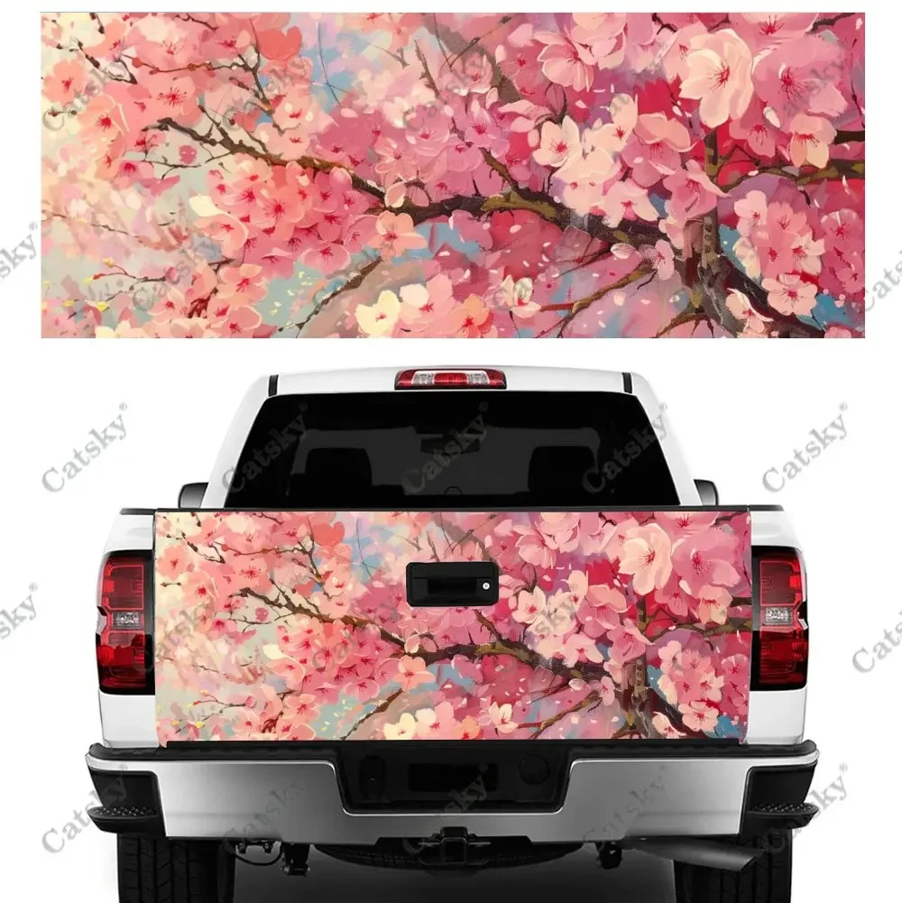 

Blossoming Cherry Blossoms Print Car Tail Trunk Protect Vinly Decal Auto Accessories Hood Decoration Sticker for Off-road Pickup