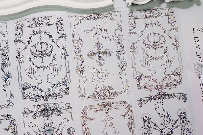 Praying Hands Frames Shell Light Shiny Washi PET Tape