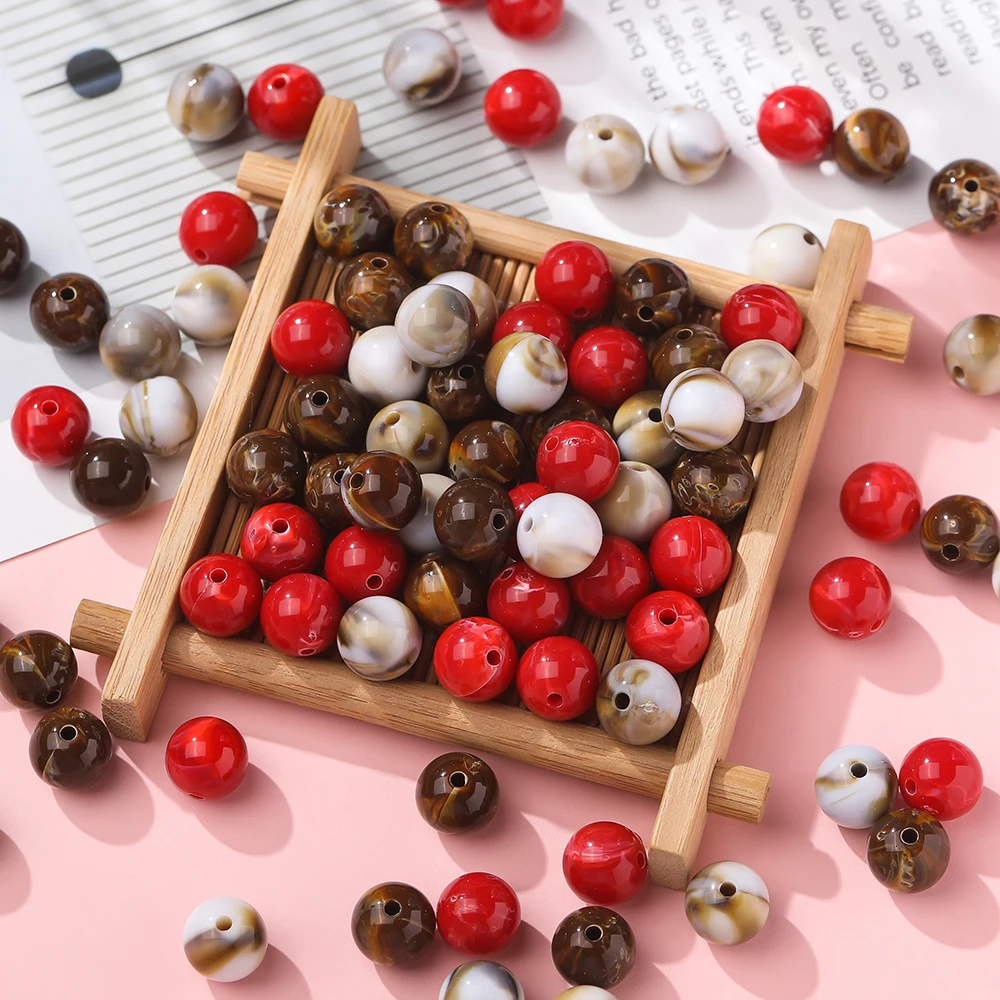 30-100pcs 8/10/11.5mm Acrylic Double Color Round Bead Spacer