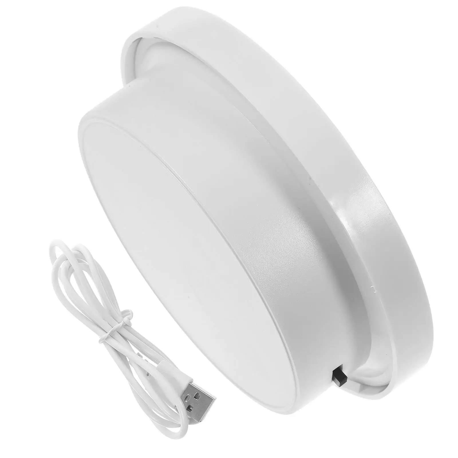 

Rotating Display 14cm Electric Turntable Automatic Rotation Table Jewelry Rack Plastic Showcase Storage White