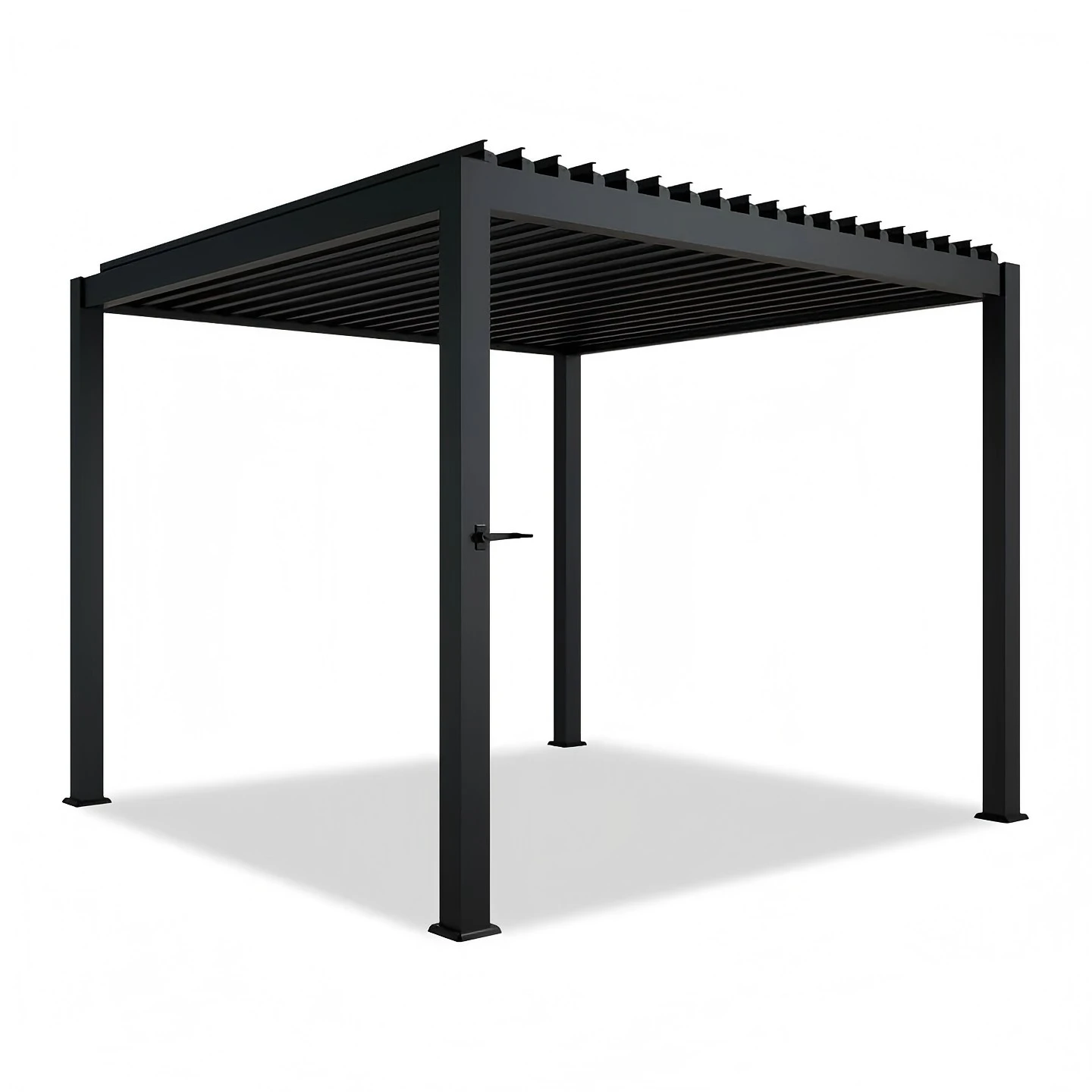 Pergola à toit en lattes pour terrasse de jardin Décoration intérieure Décoration de pièce Lattes réglables résistantes aux intempéries 3x3m Noir