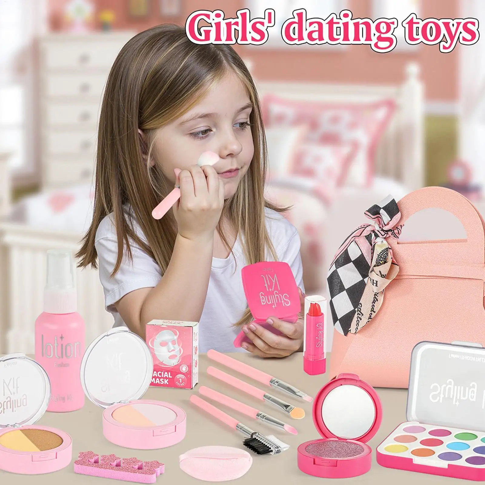 子供用ごっこ遊びメイクセット、ロールプレイ、クリエイティブゲーム、安全なフェイクメイクセット、女の子、男の子向け、発達促進、楽しい集まり、家族向け