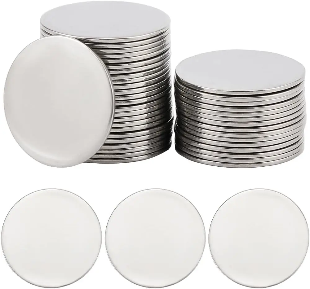 1 Box 40 Stück Edelstahl-Stanzrohlinge Lasergravurscheibe Bulk Gravierbarer Rohling für DIY Schmuck Handwerk Namensschild