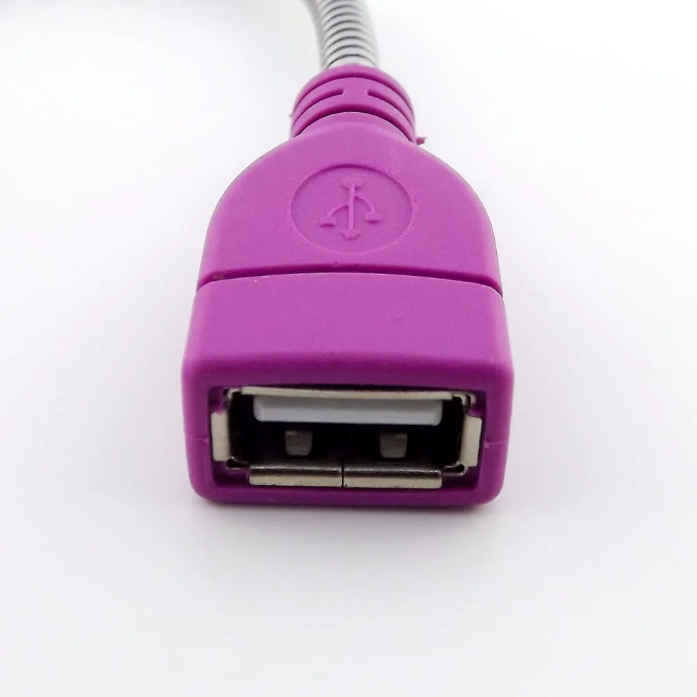 Nowy przedłużacz USB 1szt Fioletowy przedłużacz USB 2.0 A z wtyczką męską do żeńskiego gniazda Elastyczny metalowy kabel stojący 15cm