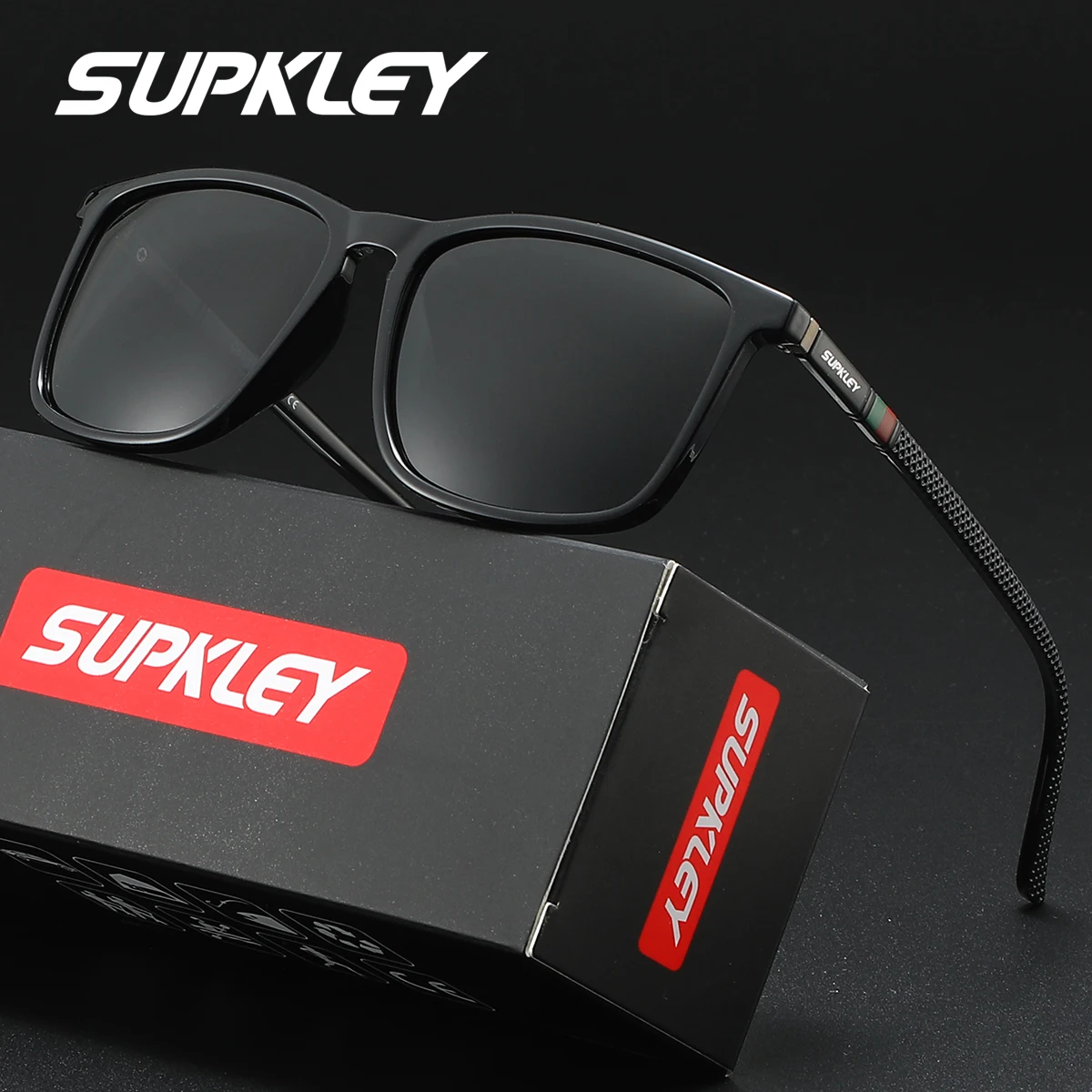 SUPKLEY 1 PCS Sports glasses Classic Square Polarized man sunglasses PC Frame Fashion UV400 Sunglasses for Men And Women