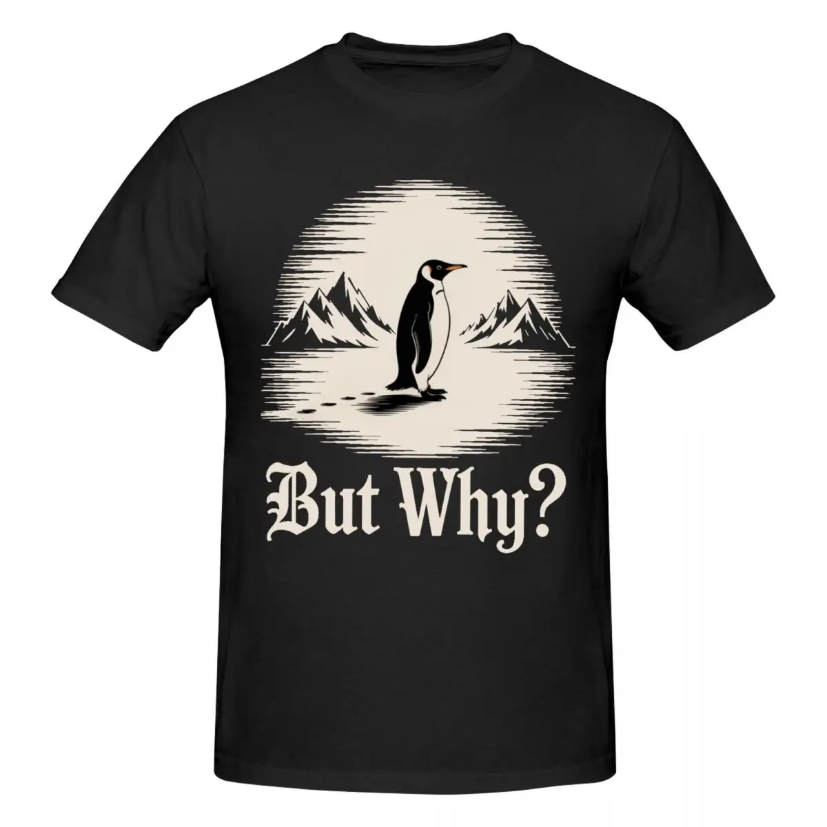 Men Nihilist Penguin But Why Arctic Snow Meme Philosophy Trendy T Shirt Vintage Cotton Tee Shirt