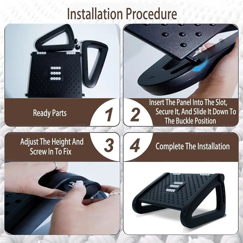 AB66-Small Portable Foot Stool Massager For Work, Under Desk Foot Rest Adjustable Ergonomic Accessories Foot Hammock