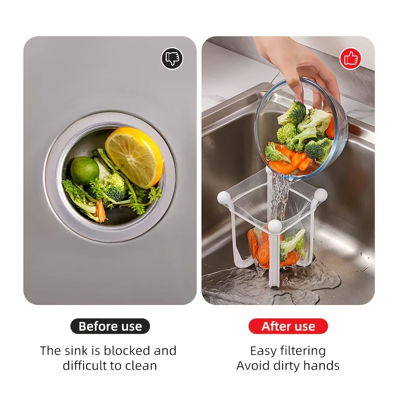 1 stuks gootsteenzeefje + 50 filterschermen, afvoerrek - duurzaam plastic, open opslagontwerp voor gemakkelijke reiniging