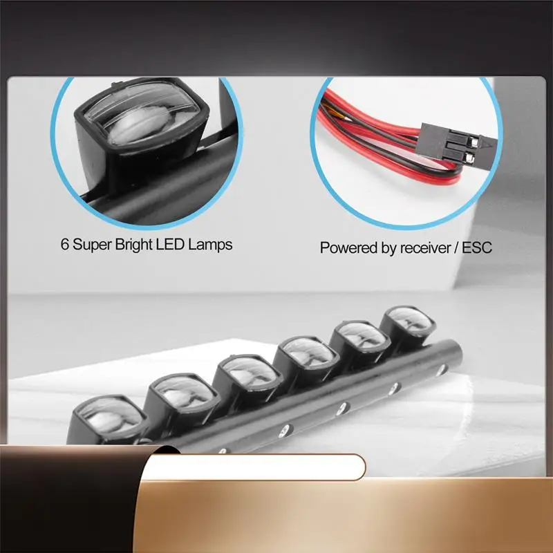 

RC Car Light Bar Kit 6 Leds Body Shell Roof Lights For 1/10 RC Crawler Car Truck Accessories-X64A