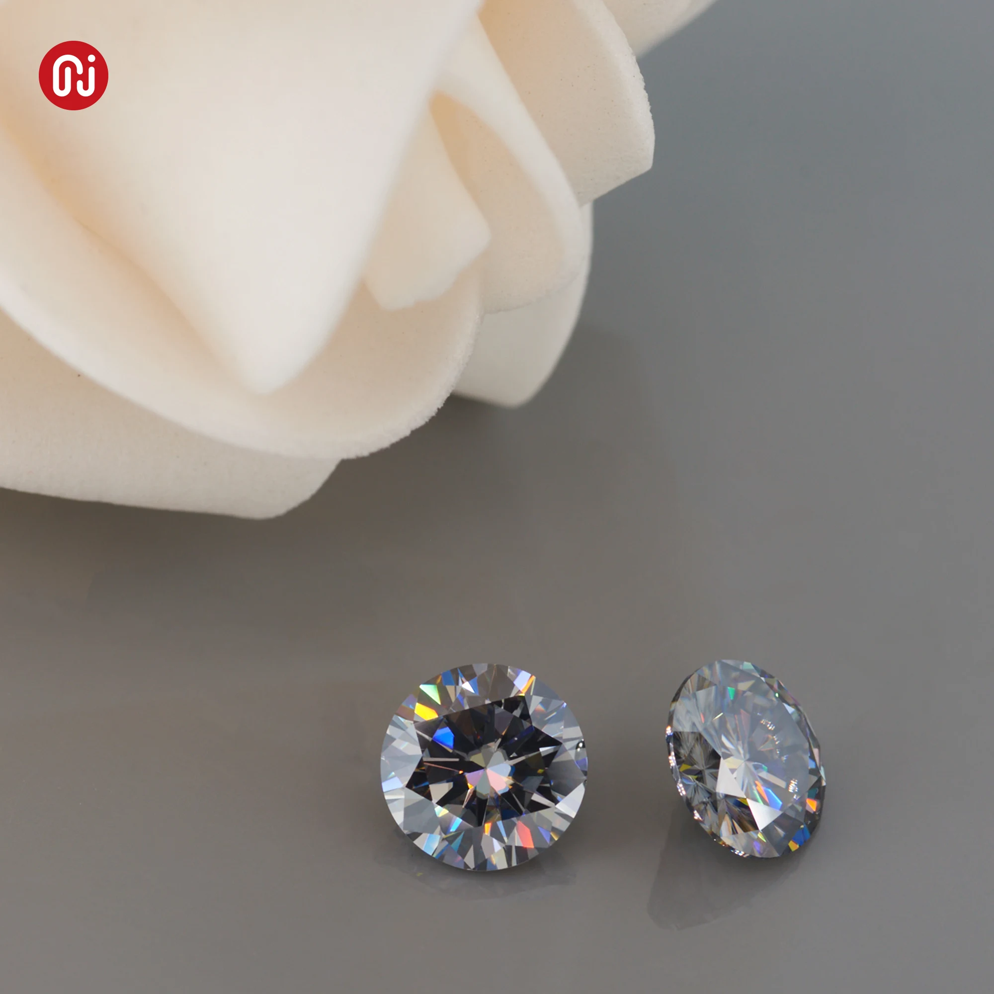 Gigajewe mão-corte redondo cinza vvs1 moissanite gemas premium teste de diamante solto passou pedra preciosa para fazer jóias