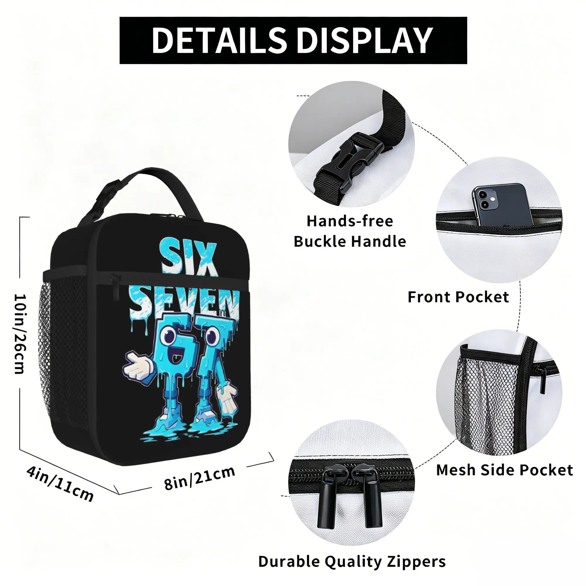 Funny Meme 67 Six Seven Thermal Insulated Lunch Bags for School  Portable Food Container Bags Cooler Thermal Lunch Box