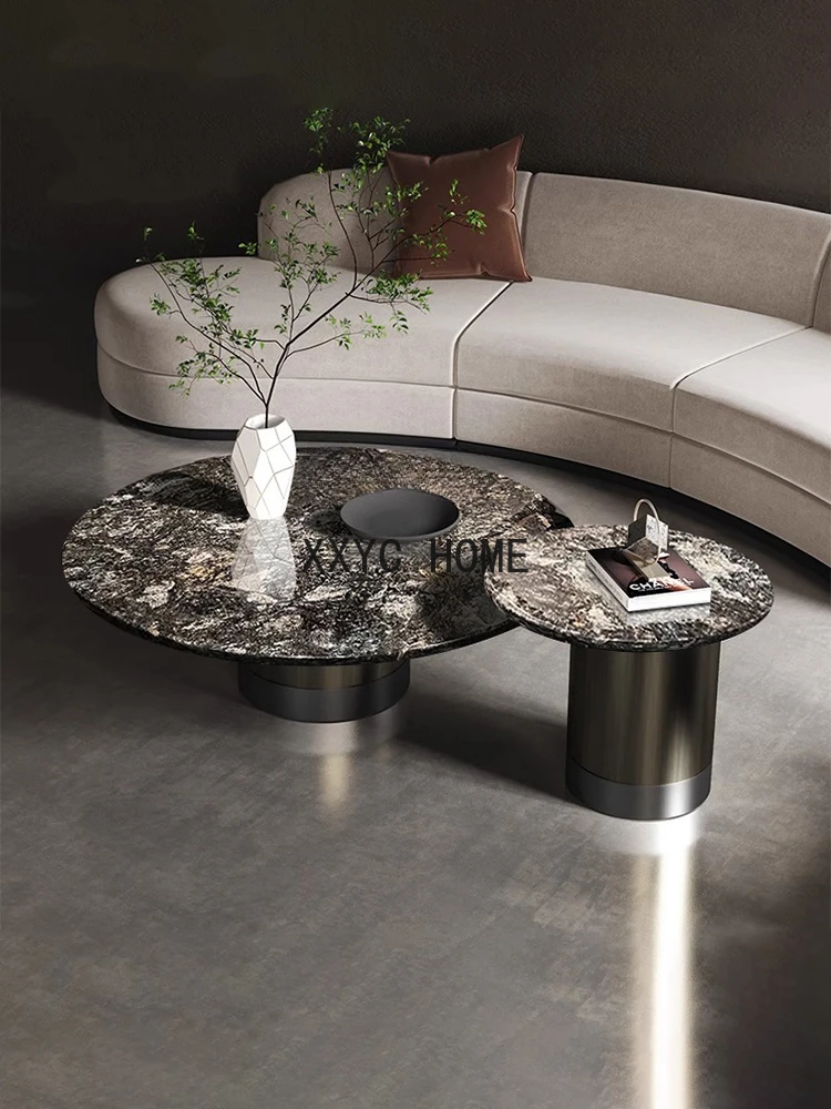 Natural Platinum Gold Diamand Luxury  Marble Tea Table Italian Designer Size round Combined Tea Table Home round Tea Table