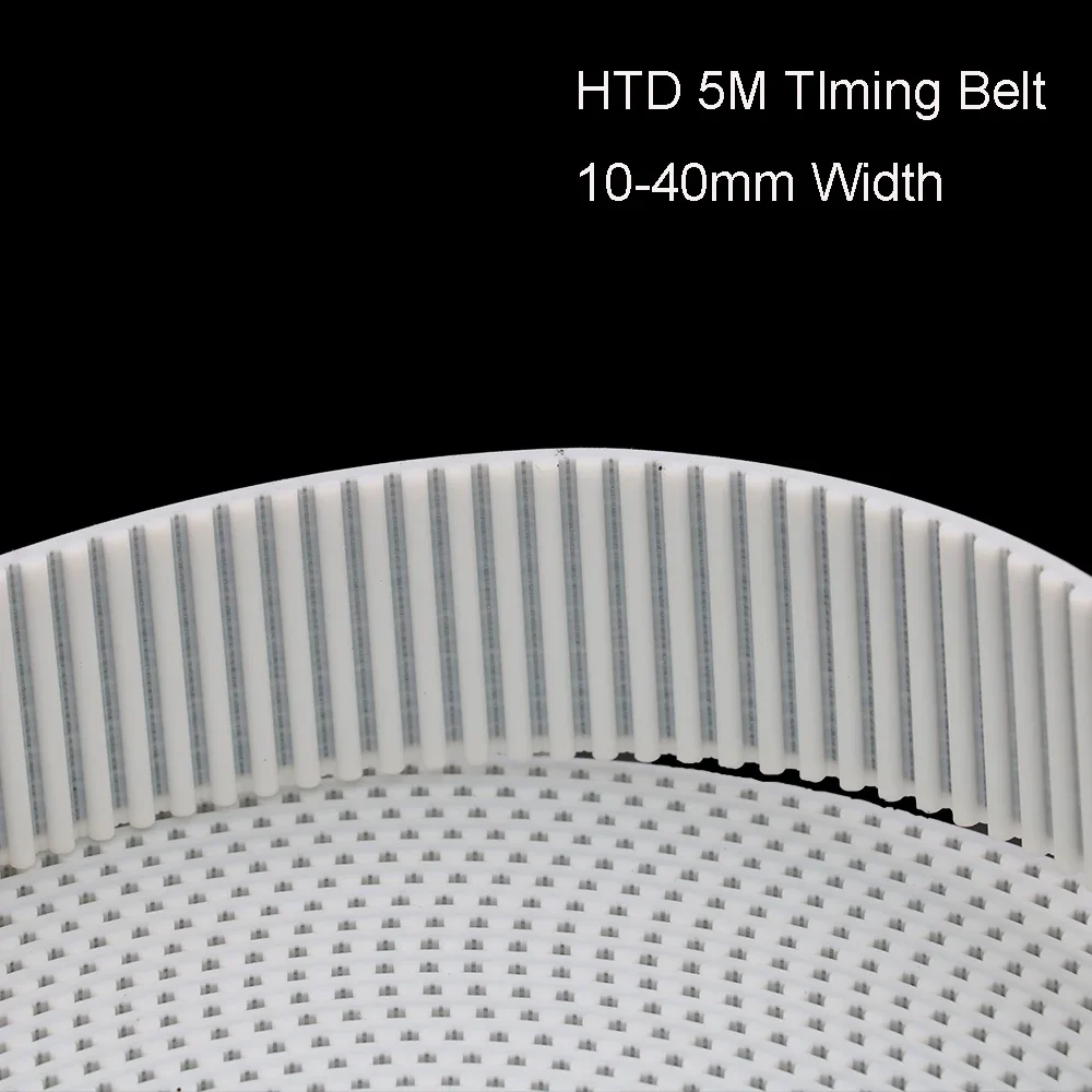 HTD5M Timing Belt Width 12 15 20mm Color White PU Polyurethane with Steel Core HTD 5M Open Ended Pitch 5mm Pulley 5M-15mm