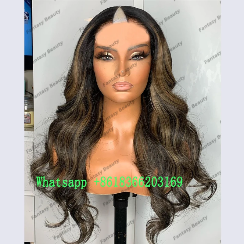 Highlight Ash Brown Blonde Bayalage Human Hair Full Machine Made 180Density Wigs for Black Women 1x4 Size Opening U Part Wigs