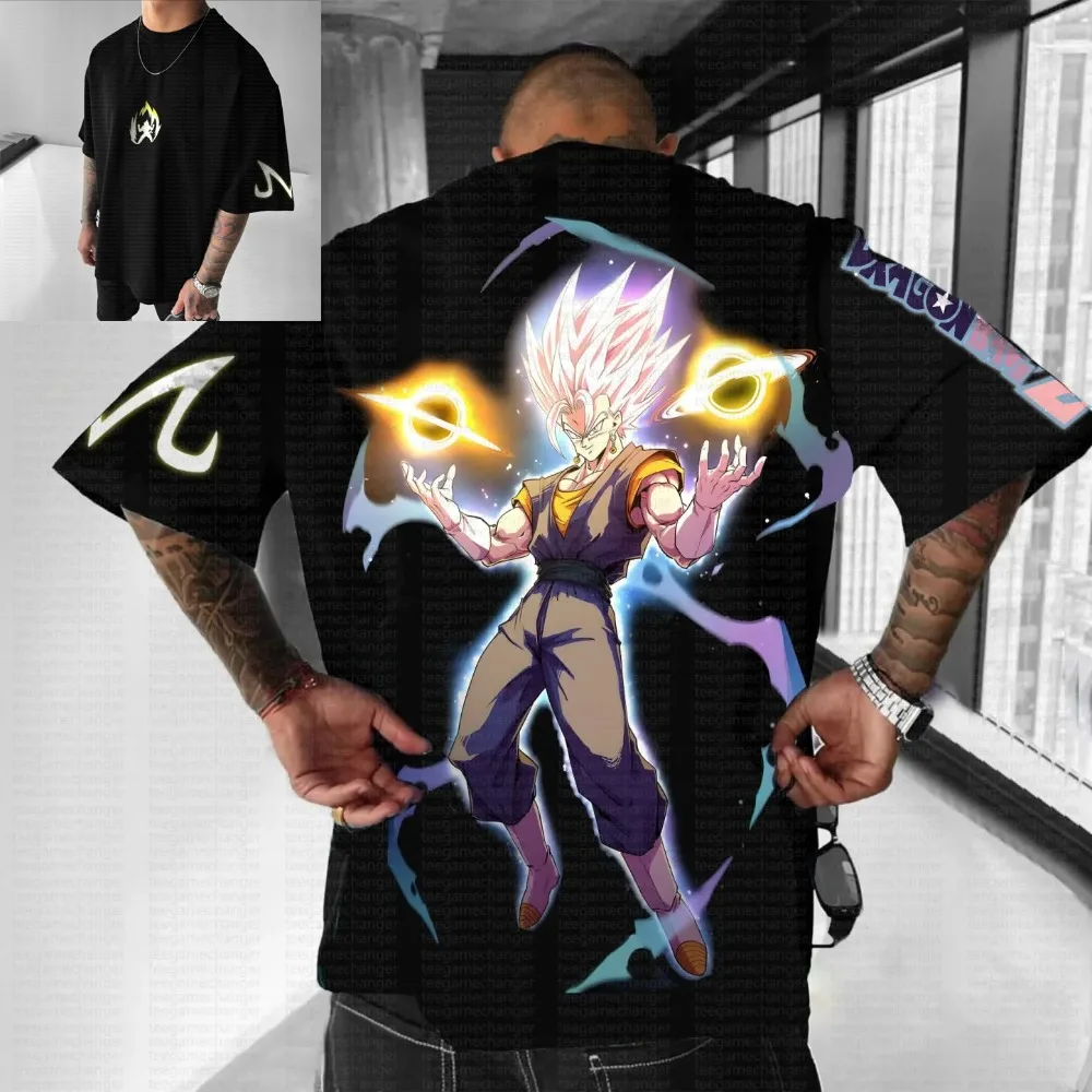 เสื้อยืดลายอนิเมะดราก้อนบอลสไตล์ฮาราจูกุสำหรับผู้ชายและผู้หญิง รุ่นใหม่ ใส่สบาย ทรงหลวม แขนสั้น เหมาะสำหรับฤดูร้อน สไตล์เรโทร สตรีทแวร์ ยูนิเซ็กส์