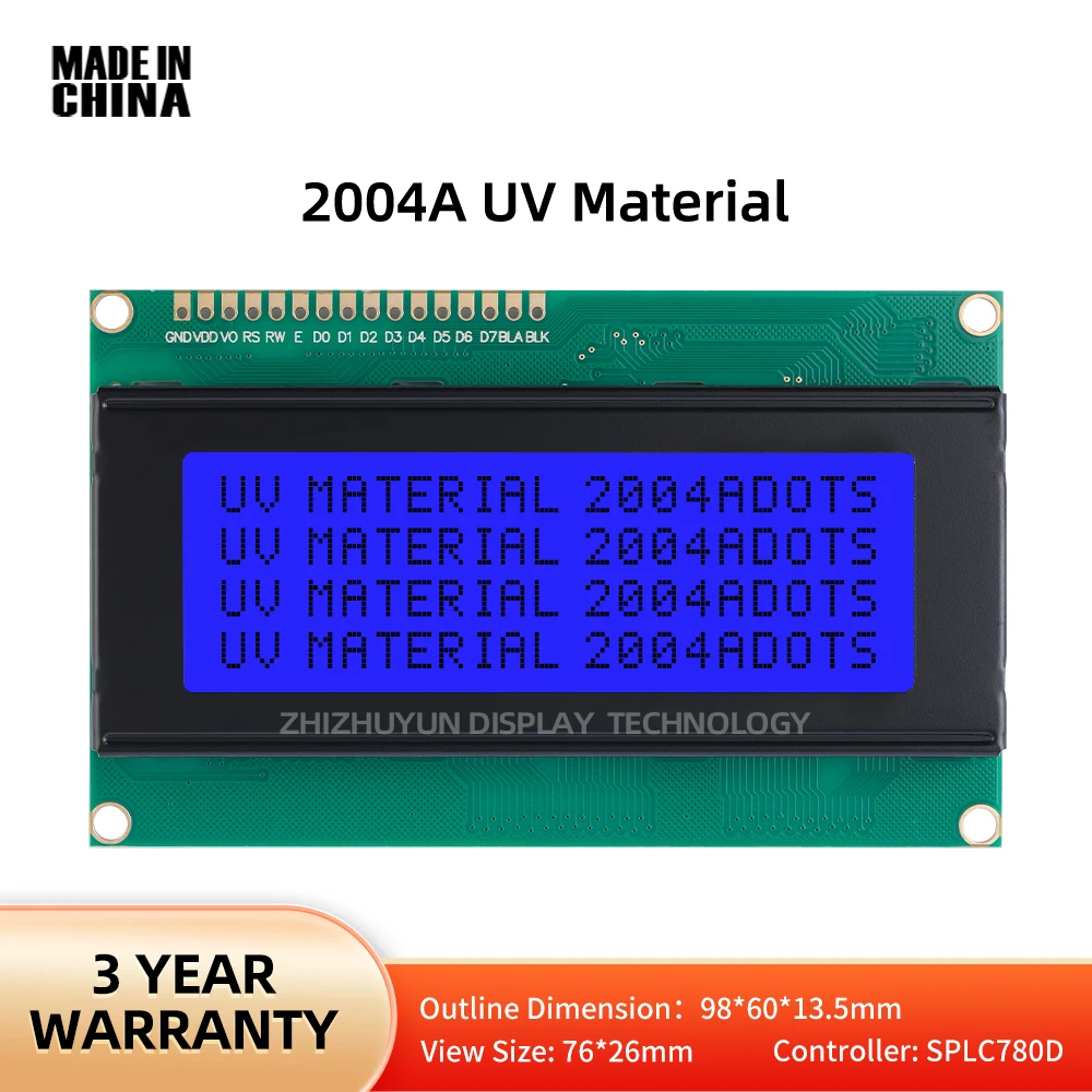 Stable Supply 2004A UV Material LCD Screen 3-Inch Blue Film 5V LCD/LCM Display Screen 2004 20*4 20X4