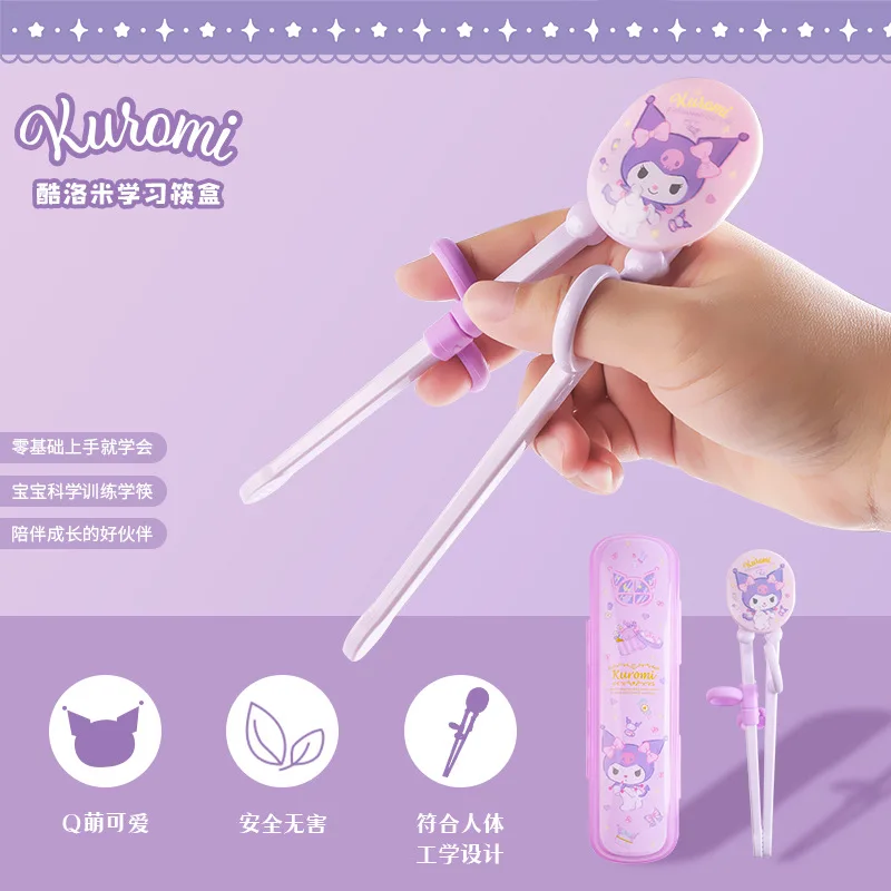 

Anime Sanrio Kuromi Children's Chopsticks 2-3-4 Years Old Baby Practice Chopsticks Primary School Tableware Supplies Gift