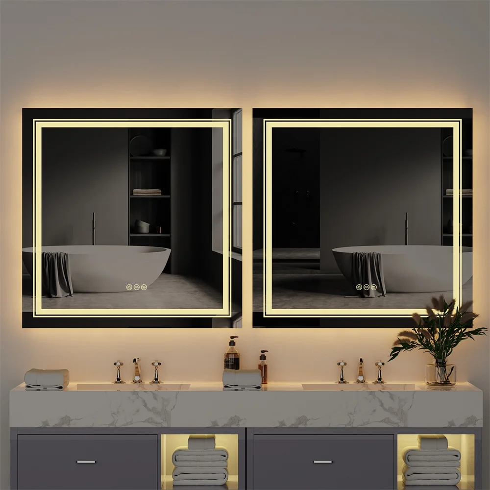 Wall Mounted LED Backlit Vanity Mirror,Illuminate Bathroom Makeup Mirror with Adjustable 3 Lights And Fogless Demister Pad