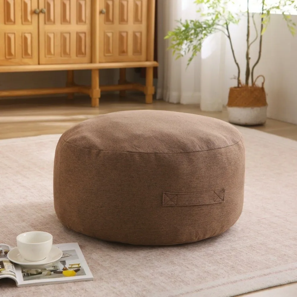 Large Opening Round Seat Cushion Cover Large Capacity Unstuffed Storage Leg Bench with Pocket Clothes Storage Bag Home Use