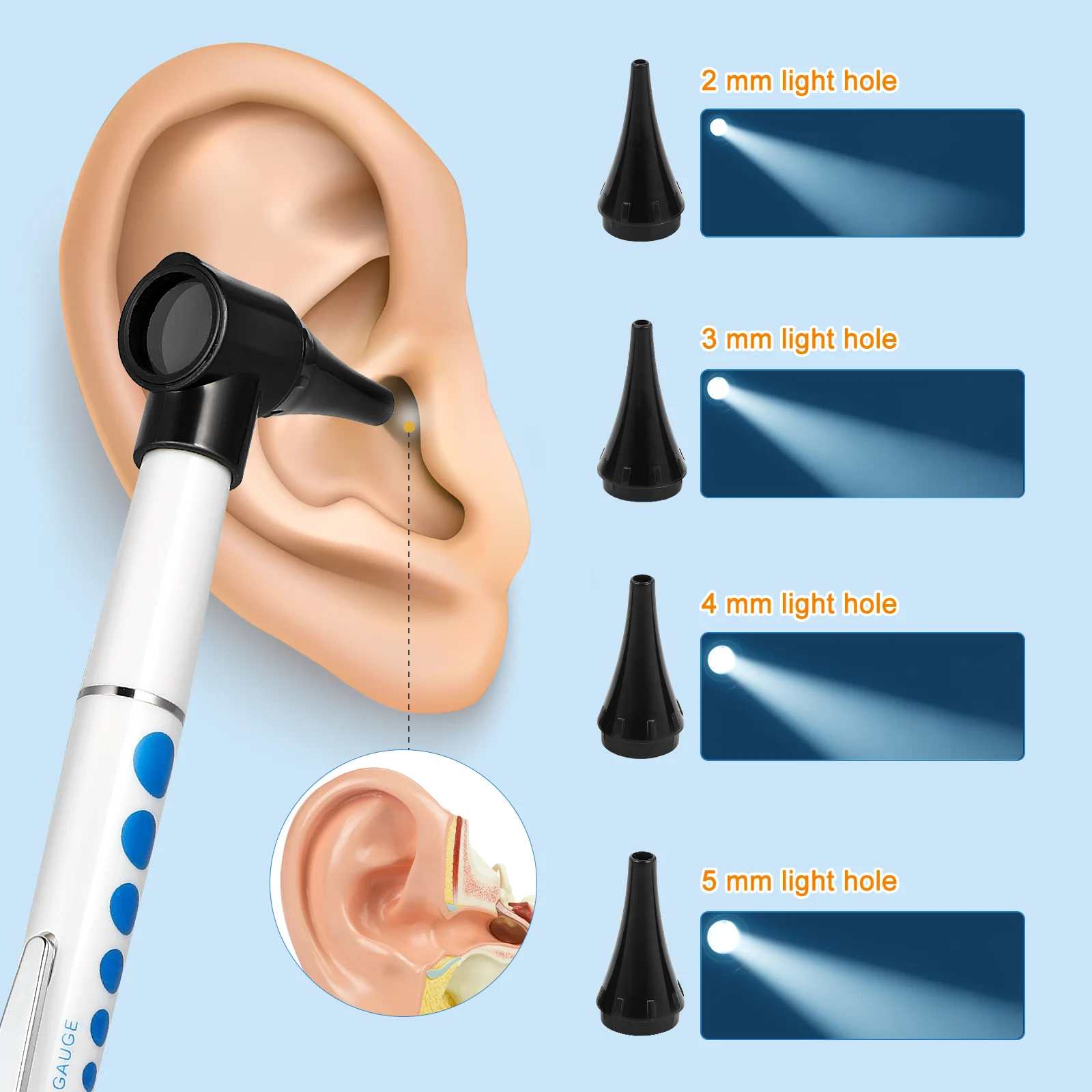 1 Set Magnifying Ear Otoscope Ear Speculum Checker for Clinic Home