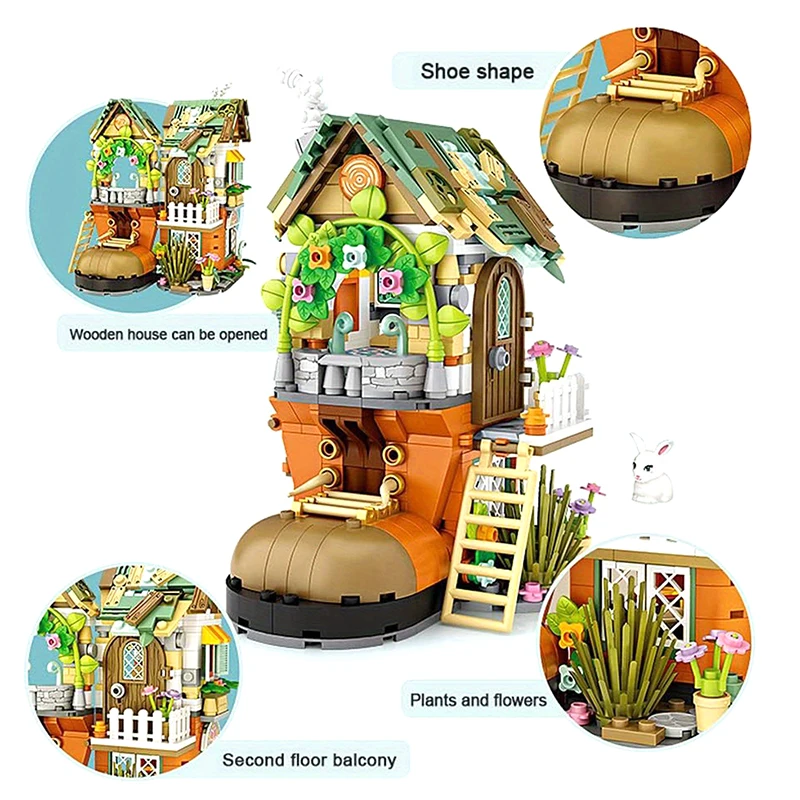 Creative Shoe House Mini Building Blocks fai da te Forest Garden House Assembly Toys adatto per regali di festa decorazione della casa