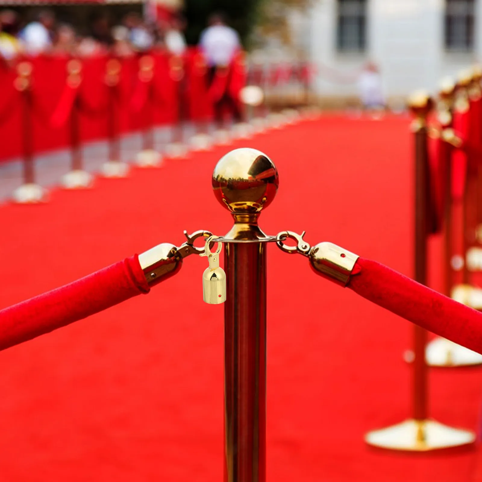 2Pcs Elegant Metal Rope End Hooks Stanchions Barrier Rope Snap Clips Crowd Control Queue Divider Fasteners Silver
