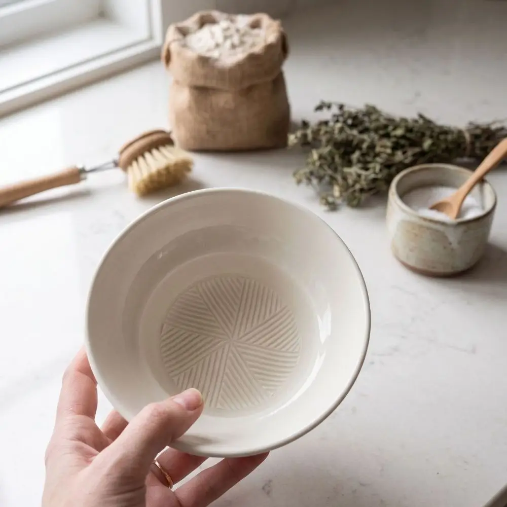 Manual Ceramic Grinding Bowl Safety Easy Clean Baby Food Milling Bowl Multifunctional With Grinding Rod Rice Paste Bowl
