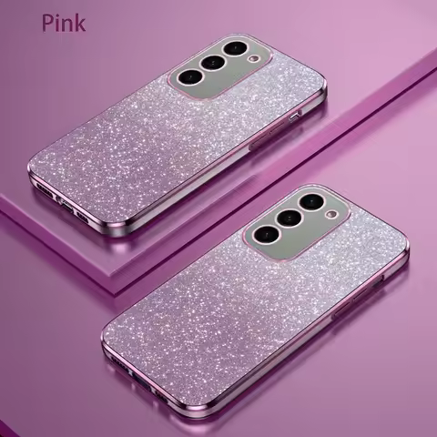 Plating Bling Glitter Shiny Phone Case For Samsung Galaxy S10 S20 S21 S22 S23 S24 Plus Ultra Protective Back Cover