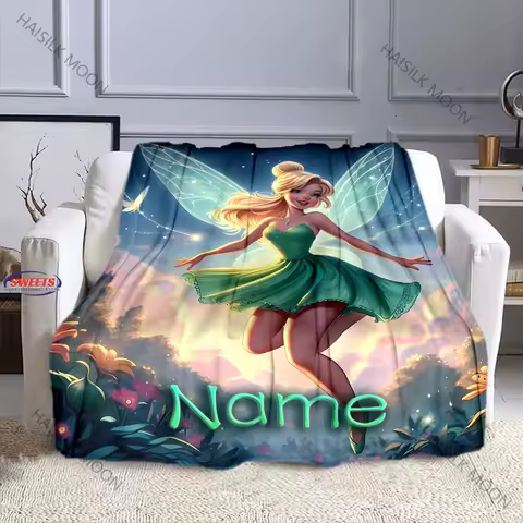 Wonderful Fairy Tinker Bell Throw- Custom Blanket with Name for Adults ＆ Kids for Women and Men,Great Gift for Holiday Potdemiel