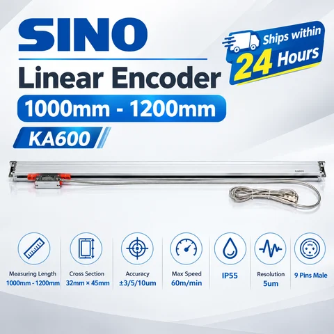 SINO KA-600 1000 1100 1200mm 5um 1um TTL RS422 Linear Encoder KA600 0.005mm 0.001mm Optical Grating Scale Milling Lathe Machine