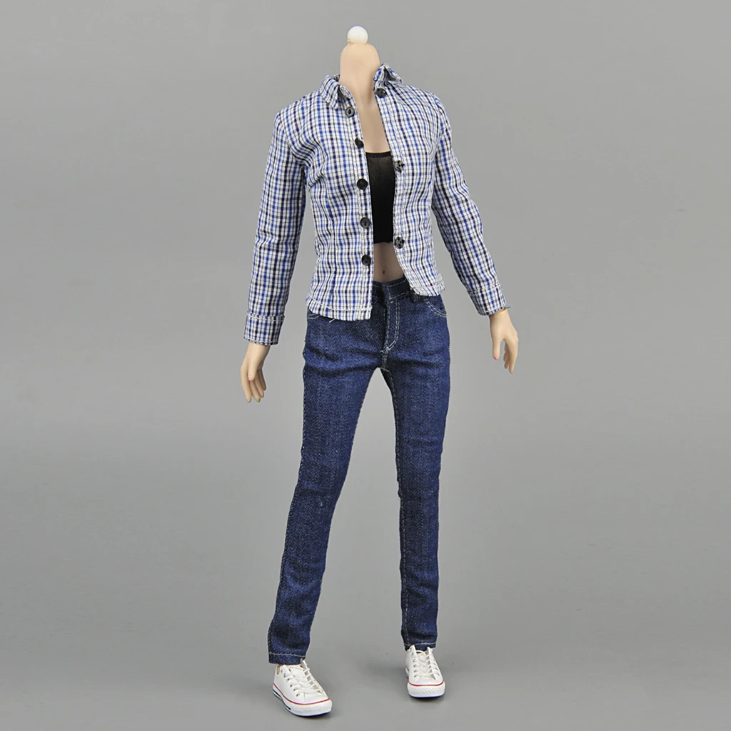 1/6 Scale Lattices Shirt Jeans für Mädchen weiblich 12in Figuren Körper