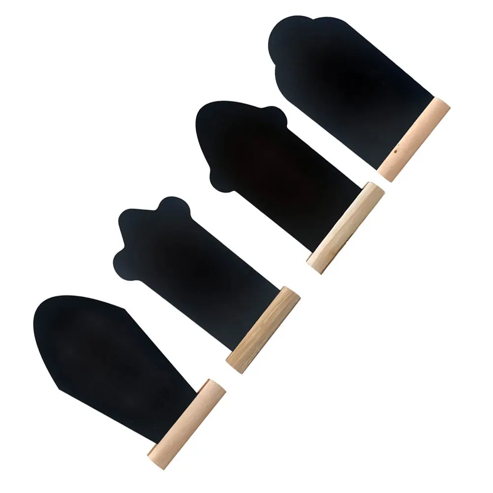 4Pcs Wooden Two-Sided Message Board Set Premium Lightweight Portable Chalkboard Decor for Home Bar Desktop Flower Pot Display