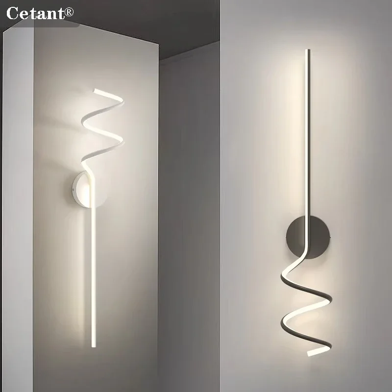 

Modern LED Wall Lamp Bedside Lighting 50/70cm Spiral Line Light Living Room Bedroom Corridor Bar Home Decor Led Fixutre Lustre