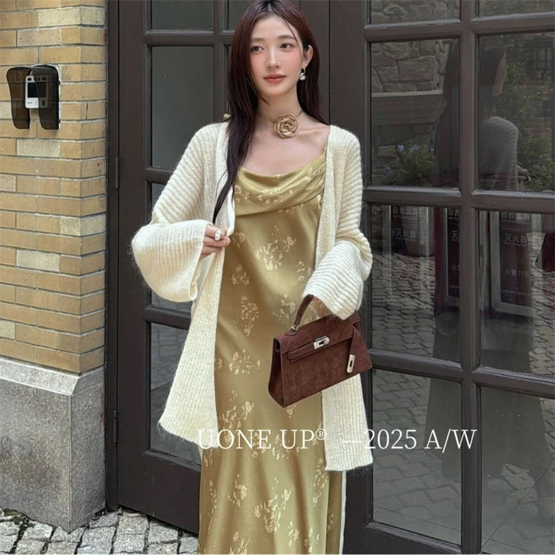 Vintage Print Slip Maxi Dress Backless Slim Waist Pleated Tunic For Women Summer Japanese Street Style Y2K Aesthetic Party